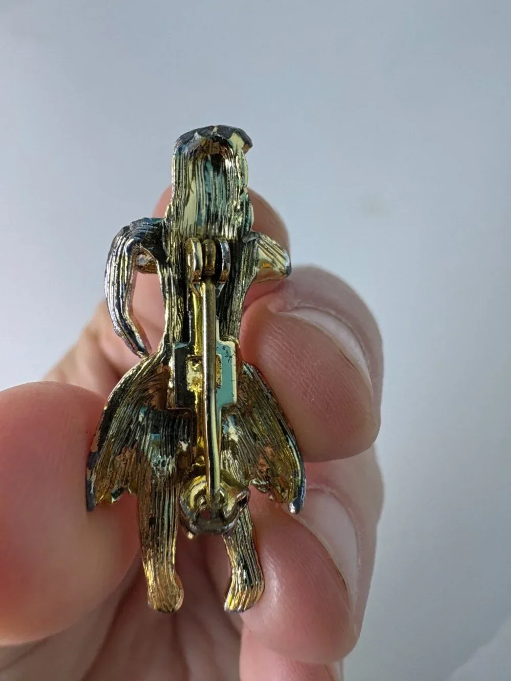 Vintage Hula Girl Brooch Gold Tone Rhinestone Pin Hawaiian Dancer Brooch